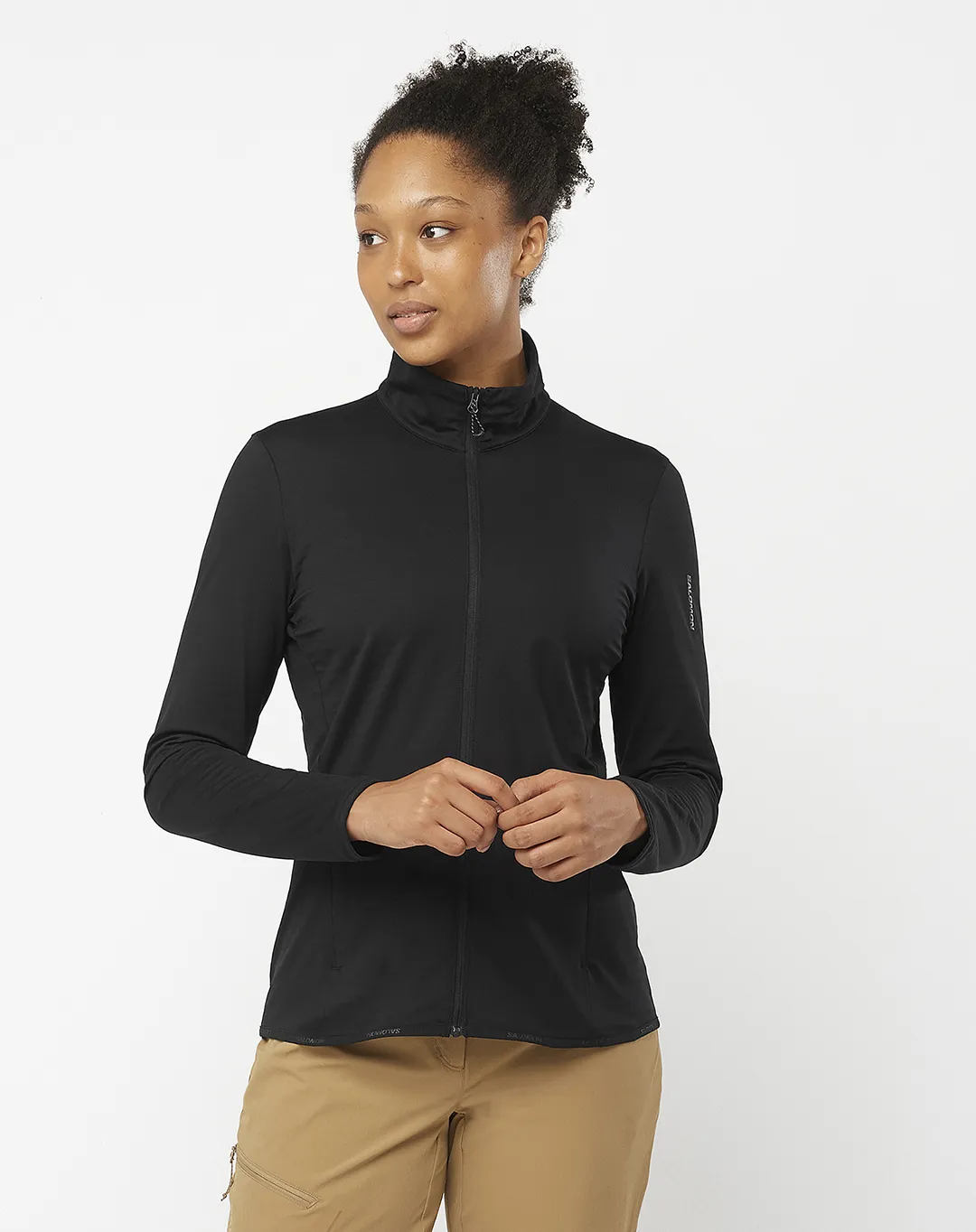 חולצת נשים Outrack Full Zip – Salomon-LC186170 – שחור – 1